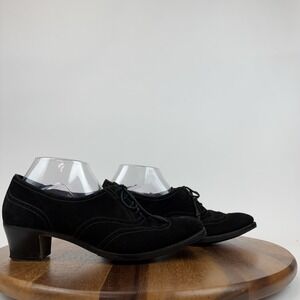 Womens Carmina Black Suede Wingtip‎ Goodyear Heeled Oxfords Size US 9 / UK 7